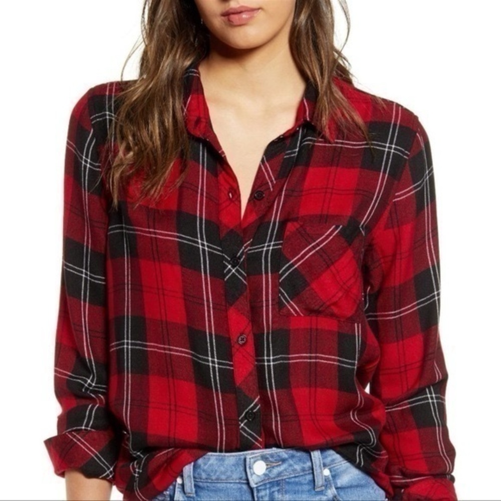 Rails Hunter Button Up Shirt Red Tartan Plaid Sz Small